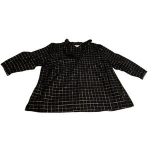 Crown & Ivy Curvy Womens Dark Blouse Size 3X Black Gold Stripes Office Tunic Top